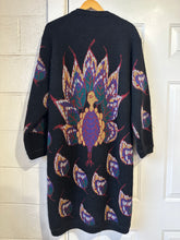 Vintage peacock/novelty pattern long cardigan|large