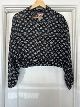 Vintage sheer star crop button up|medium