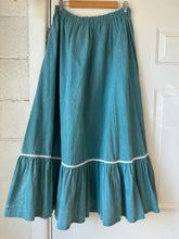 Vintage Teal Denim Prairie Skirt |Large