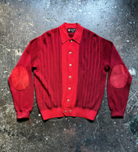 Vintage 50’s Damon Red Two Tone Stripe Wool cardigan | Medium
