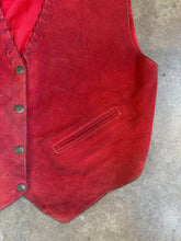 Vintage 90s Mona Mode Red Suede Vest|Medium
