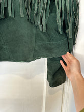 Vintage green suede fringe jacket
