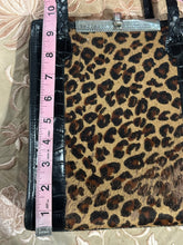 Vintage Brighton leopard print shoulder bag with black leather and braided straps
