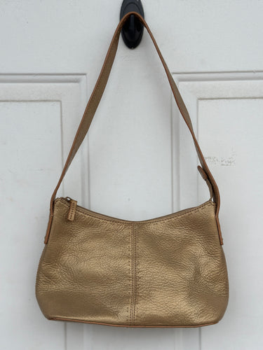 90’s Fossil metallic gold shoulder bag with gold tone hardware