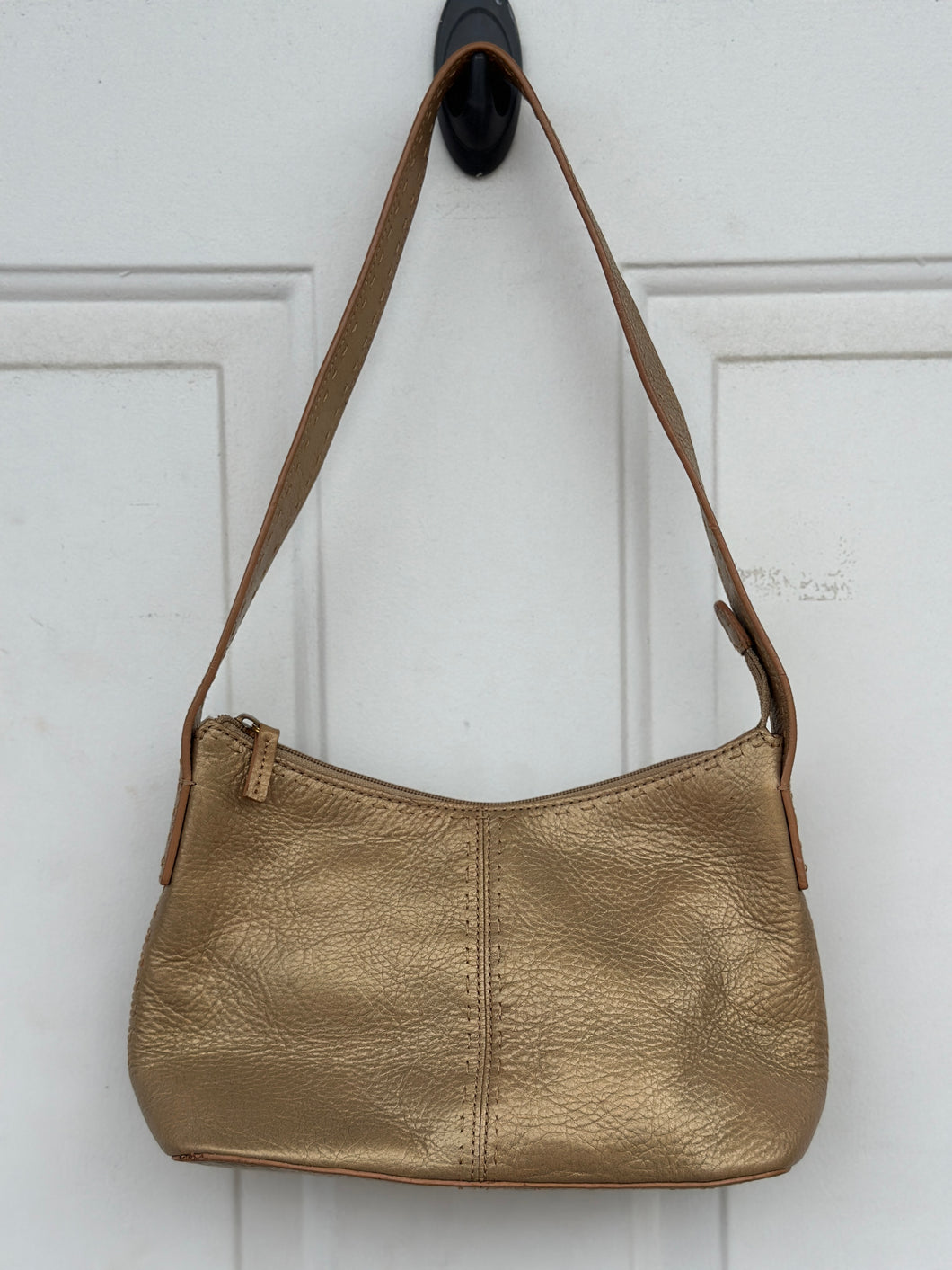 90’s Fossil metallic gold shoulder bag with gold tone hardware