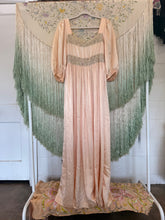 Antique 30’s Iris Silk & Rayon Peach Peignoir Robe Slip Set | sm/m
