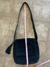 Vintage black leather + suede shoulder bag
