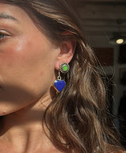 Vintage sterling silver + blue lapis heart earrings