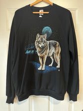 Vintage Wolf Graphic Black Crewneck Sweatshirt|Size Large