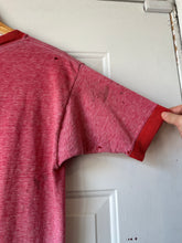 Vintage 70s Jack Mietz Fuel Service Red Ringer Distressed T-Shirt|Size S/M