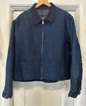 Vintage 70s Sears Dark-Wash Denim Workwear Jacket with Blanket Lining & Cord Collar|XL