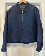 Vintage 70s Sears Dark-Wash Denim Workwear Jacket with Blanket Lining & Cord Collar|XL