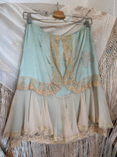 80’s does 20’s seafoam silk & ivory lace  layered skirt | size 6