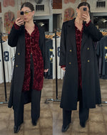 Vintage double-breasted trench coat with gold buttons- size 12