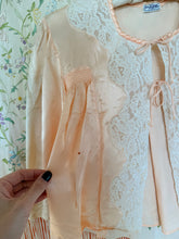 30’s Peach Satin Tulure Bed Jacket | Medium