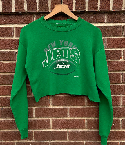 New York Jets Vintage Cropped Sweatshirt | Size Medium
