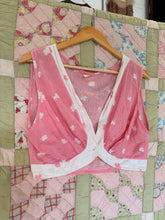 60’s pink shamrock blister crepe cotton crop top | medium