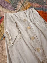 40’s 50’s White Cotton Button Front Midi Skirt w/ Utility Patch Pockets | small