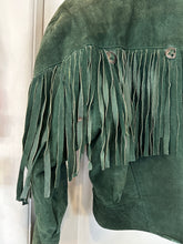 Vintage green suede fringe jacket