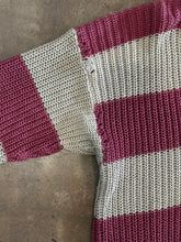 Vintage Andrea Haber Chunky Pink Stripe Slouchy V-Neck Sweater|M