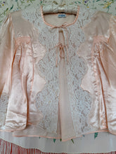 30’s Peach Satin Tulure Bed Jacket | Medium