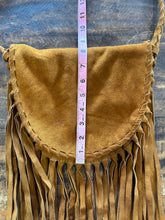 Vintage 60’s/70’s Suede Crossbody Purse With Braided Strap + Long Fringe