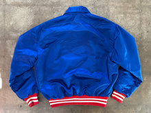 Vintage 1980s New York Giants NFL Satin Bomber Jacket - Royal Blue Full-Snap Varsity Coat|Large