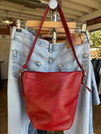 Vintage Coach Early 2000s Red Leather Bucket Bag