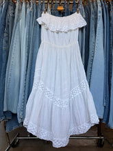70’s Sheer Gauzy Cotton Strapless Crochet Dress | large