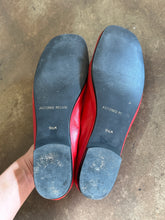 Vintage Red Leather Flats with Bow Detail|size 9.5