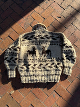 Vintage 70’s Cowichan Reindeer zip up hand knit sweater | sm/m