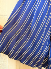 1940’s Blue Stripe Taffeta Hostess Dress | sm/m