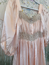 Antique 30’s Iris Silk & Rayon Peach Peignoir Robe Slip Set | sm/m