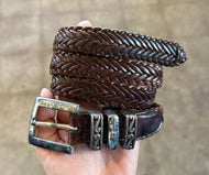 Vintage braided leather belt-medium