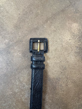 Vintage lizard print black leather belt