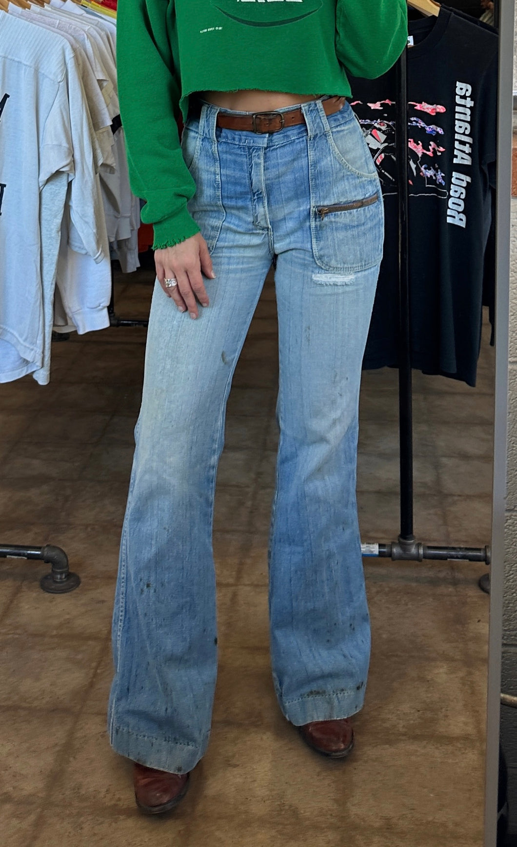 Vintage distressed flare jeans