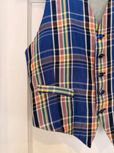60’s Madras Plaid Taffeta Vest | Xs/Sm