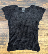 Vintage black fuzzy short sleeve shirt