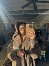 Vintage faux fur hooded trench coat