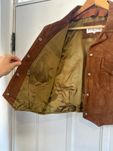 Vintage Brown Suede Vest With Pearl Snap Buttons|S/M