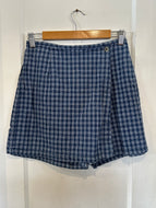 Vintage 90s Cotton Blue Plaid Skort|Size 6