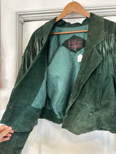 Vintage green suede fringe jacket