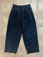Vintage Black Wide Leg Trousers High Waisted Pleated Pants|Waist 26”