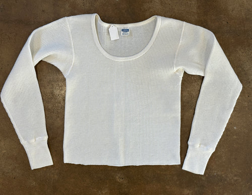 Vintage white thermal long sleeve crop- size small