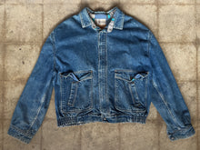 Vintage 90s Levi's Plaid Flannel Lined Denim Bomber Jacket|XL