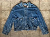 Vintage 90s Levi's Plaid Flannel Lined Denim Bomber Jacket|XL