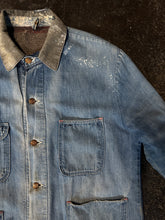 Vintage 60s Distressed Denim Blanket Lined Chore Coat|Large