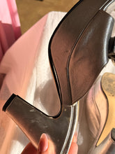 70’s EVOQUE Leather Metallic Silver Bow Platform Mule Heels | size 41