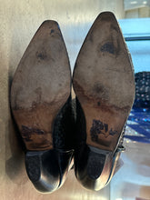 Vintage Via Spiga Black Woven Suede Leather Western Boots size 8.5