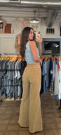 70’s H.I.S Tan Corduroy Belted High Waist Flares | measures 27"x32.5"